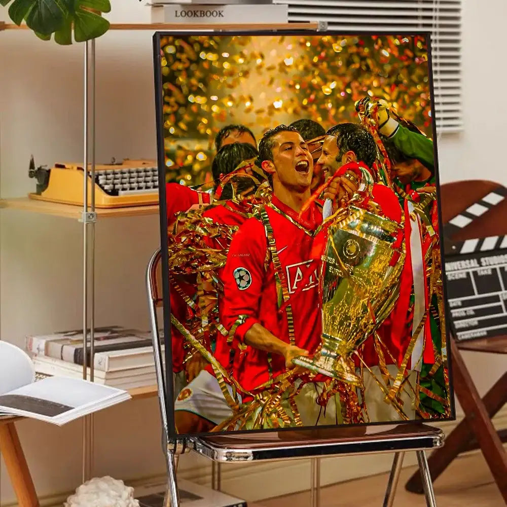 Modern red & green cr7 self-adhesive art poster bedroom decor