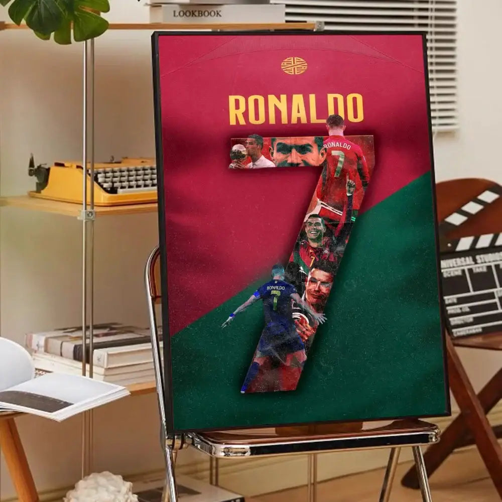 Modern red & green cr7 self-adhesive art poster bedroom decor