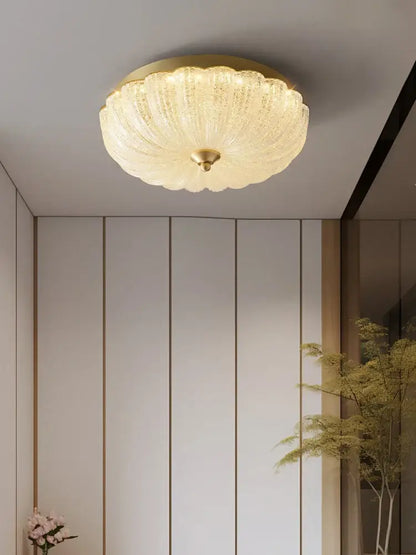 cream air ceiling lamp for bedroom gold ribbed glass