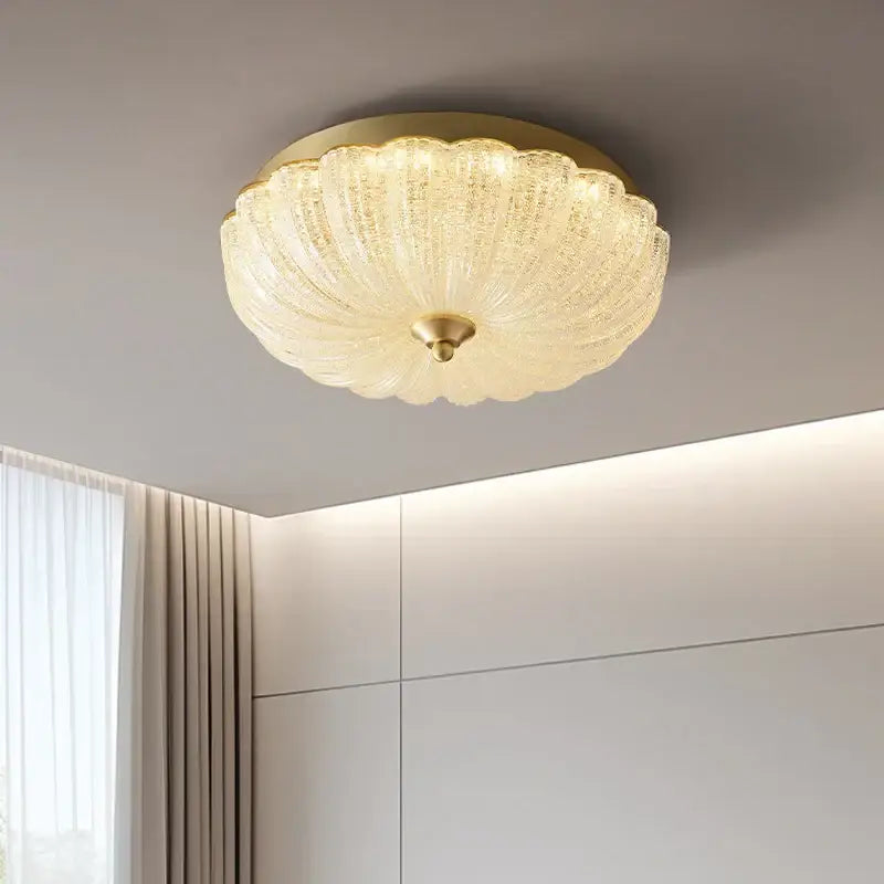 cream air ceiling lamp for bedroom gold ribbed glass