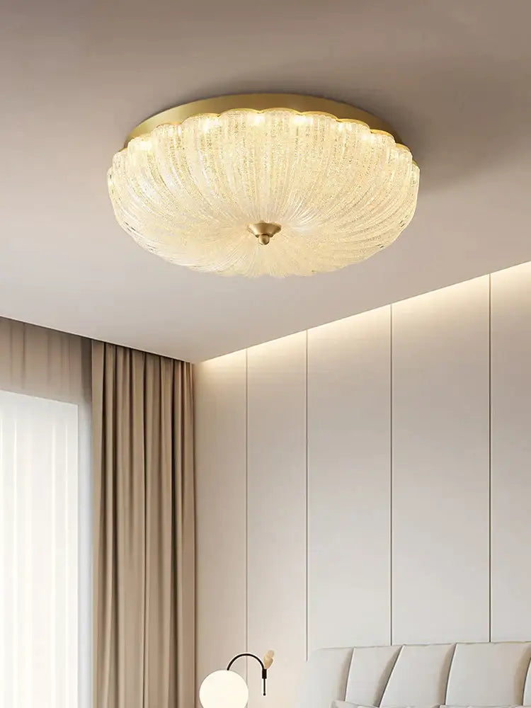 cream air ceiling lamp for bedroom gold ribbed glass
