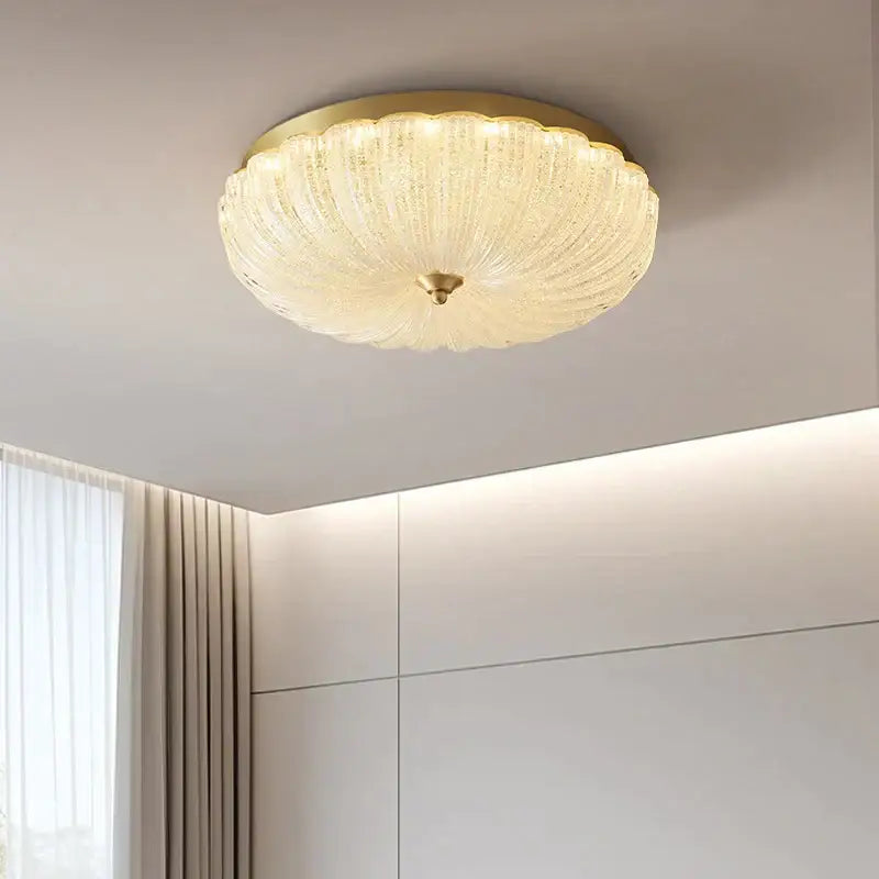 cream air ceiling lamp for bedroom gold ribbed glass