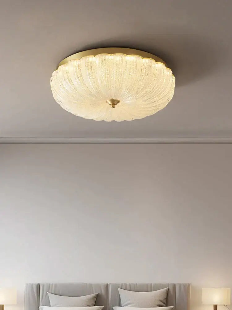 cream air ceiling lamp for bedroom gold ribbed glass