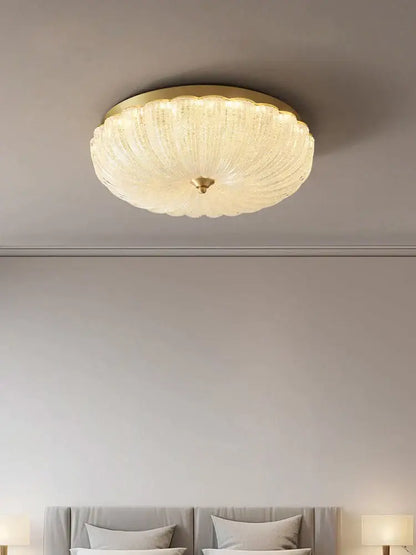 cream air ceiling lamp for bedroom gold ribbed glass