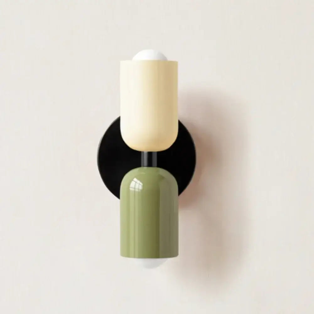 cream double head wall lamp bedroom olive green & black