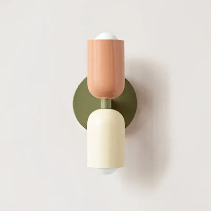 cream double head wall lamp bedroom olive green & black