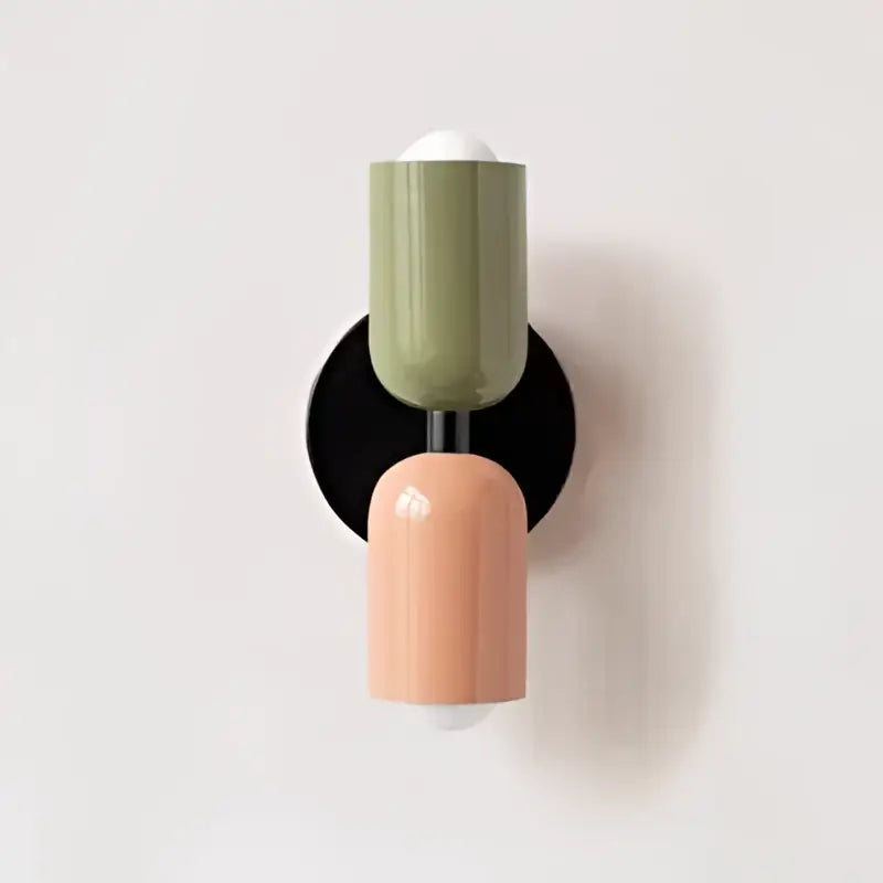 cream double head wall lamp bedroom olive green & black