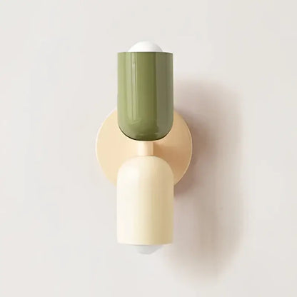 cream double head wall lamp bedroom olive green & black