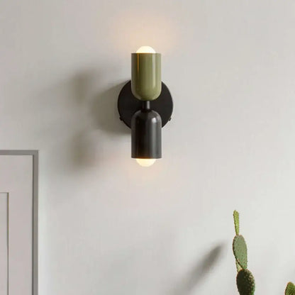 cream double head wall lamp bedroom olive green & black