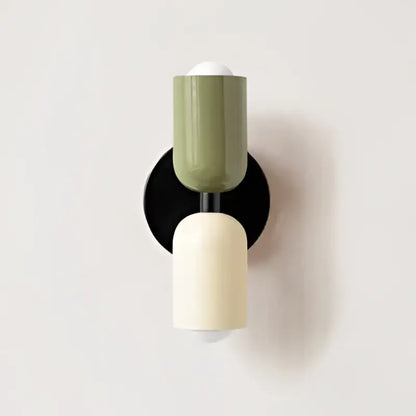 cream double head wall lamp bedroom olive green & black