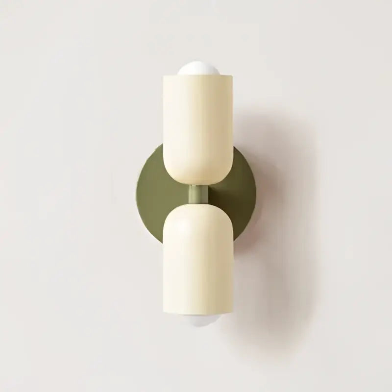 cream double head wall lamp bedroom olive green & black