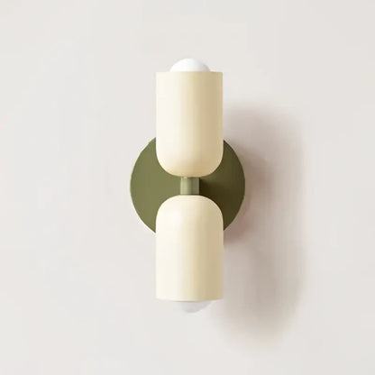 cream double head wall lamp bedroom olive green & black