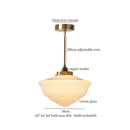 cream glass led pendant light for kitchen