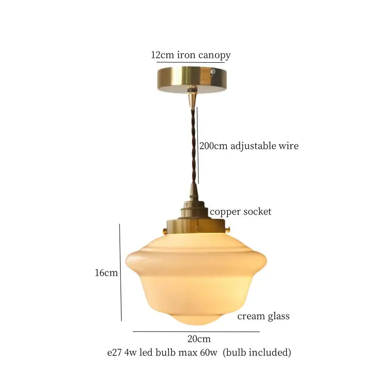 cream glass led pendant light for kitchen