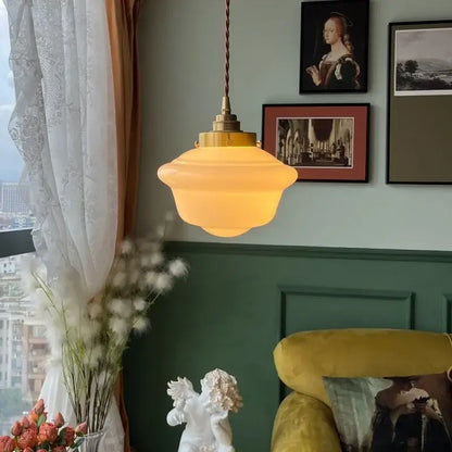 cream glass led pendant light for kitchen