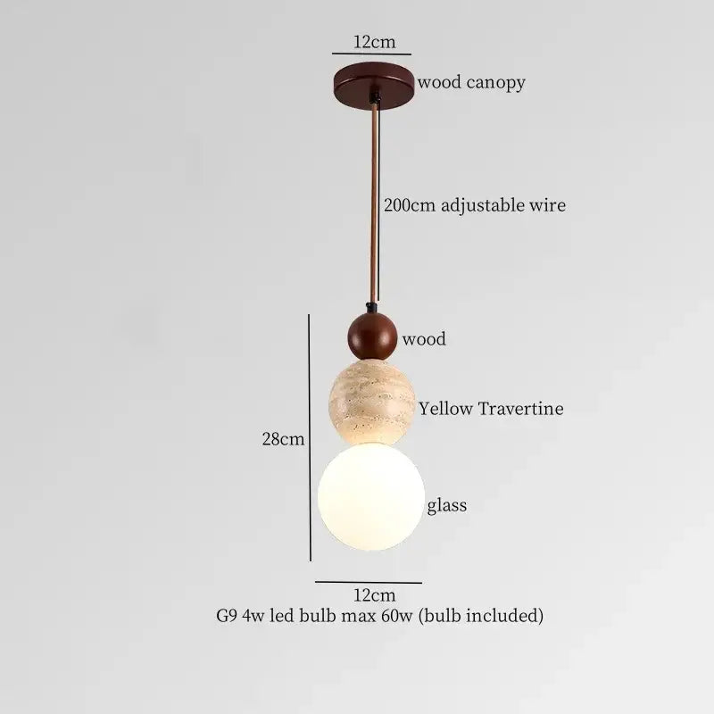 cream glass led pendant light with wood ears for bedroom