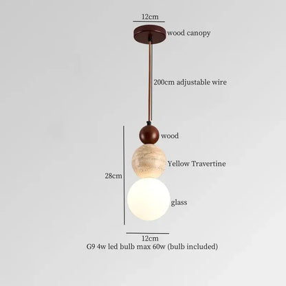 cream glass led pendant light with wood ears for bedroom