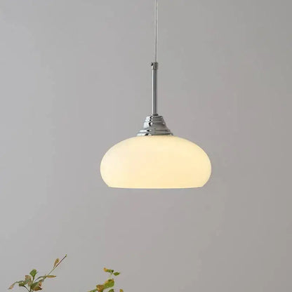cream glass oval pendant light dining room chrome hardware