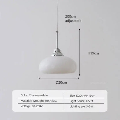 cream glass oval pendant light dining room chrome hardware