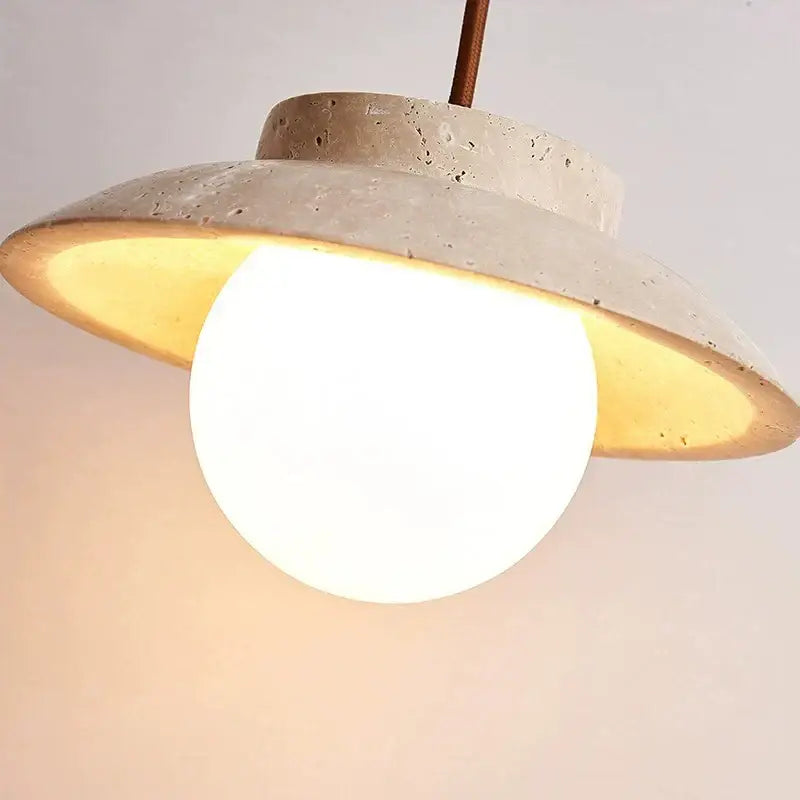 cream stone pendant lamp bedroom textured concrete light