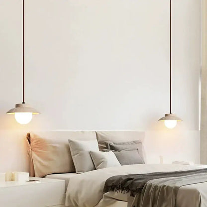 cream stone pendant lamp bedroom textured concrete light