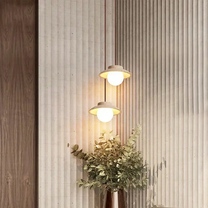 cream stone pendant lamp bedroom textured concrete light