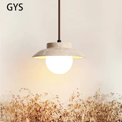cream stone pendant lamp bedroom textured concrete light