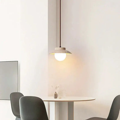 cream stone pendant lamp bedroom textured concrete light