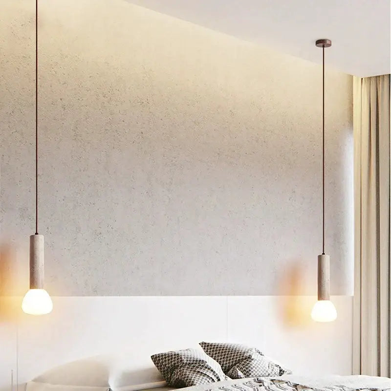 cream style concrete pendant lamp living room spherical light