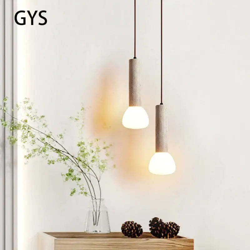 cream style concrete pendant lamp living room spherical light