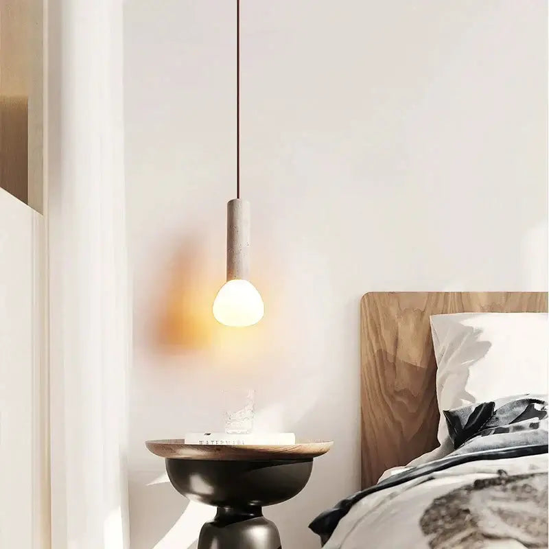 cream style concrete pendant lamp living room spherical light