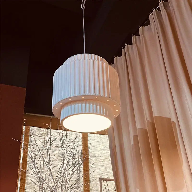 cream wind led chandelier – dining room fluted pendant light