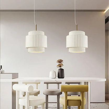 cream wind led chandelier – dining room fluted pendant light