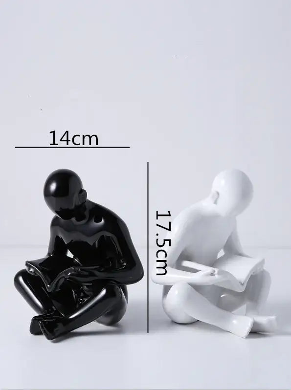 creative ceramics glossy black reading figurine living room