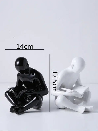 creative ceramics glossy black reading figurine living room