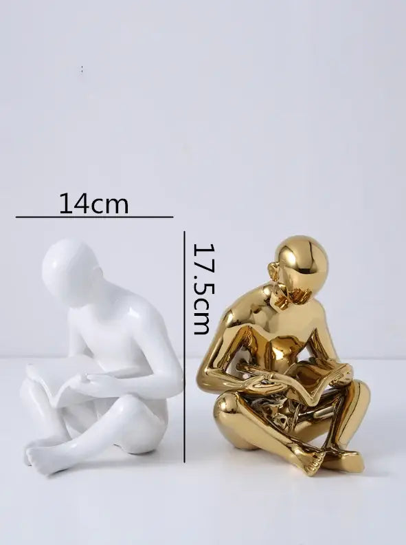 creative ceramics glossy black reading figurine living room