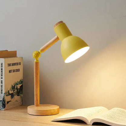 Nordic mint green wooden table lamp bedroom eye protection light