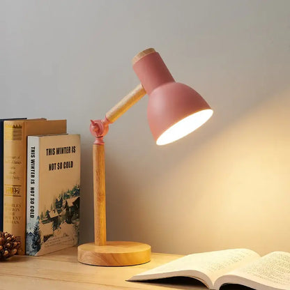 Nordic mint green wooden table lamp bedroom eye protection light