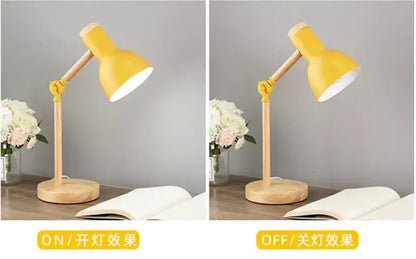 Nordic mint green wooden table lamp bedroom eye protection light