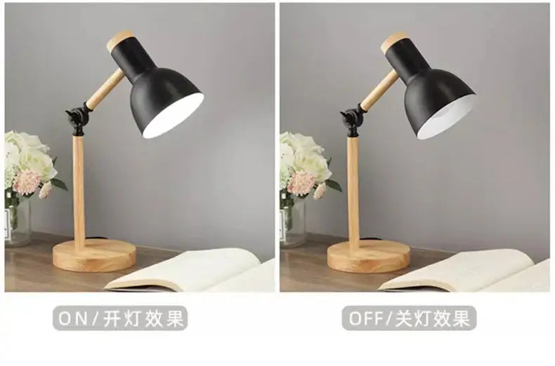 Nordic mint green wooden table lamp bedroom eye protection light