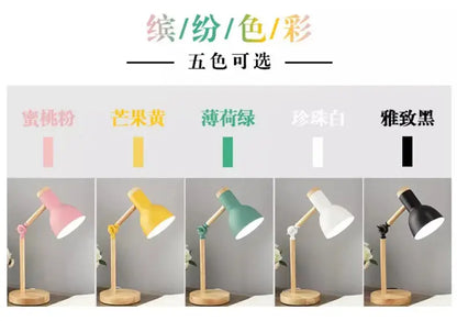Nordic mint green wooden table lamp bedroom eye protection light