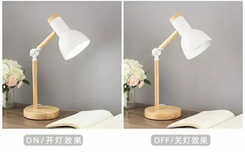 Nordic mint green wooden table lamp bedroom eye protection light