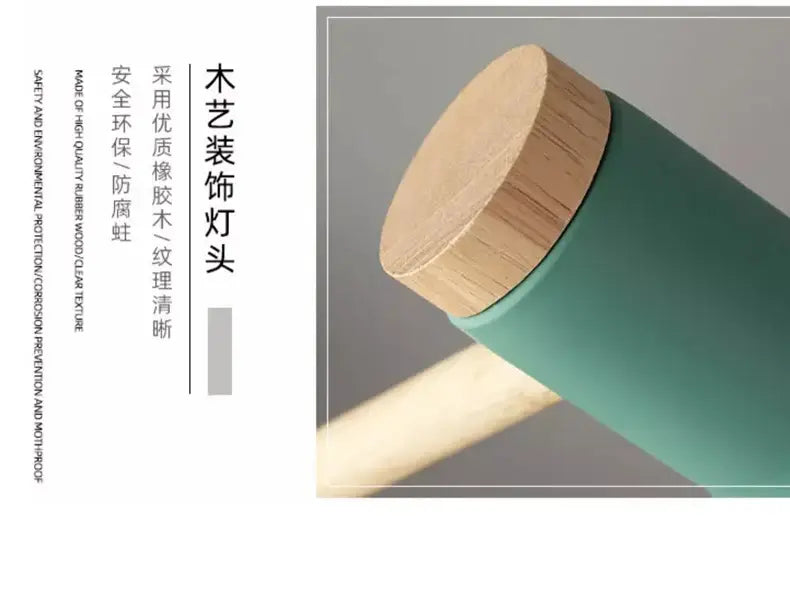 Nordic mint green wooden table lamp bedroom eye protection light