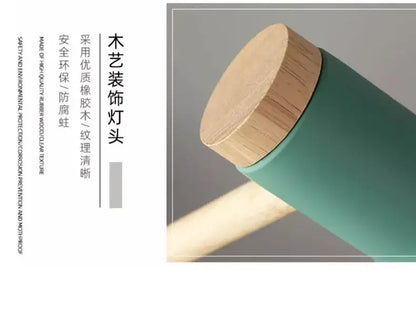Nordic mint green wooden table lamp bedroom eye protection light