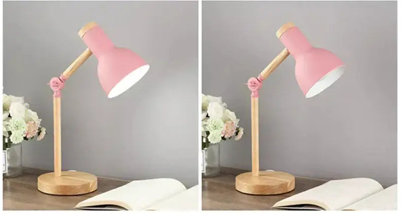 Nordic mint green wooden table lamp bedroom eye protection light