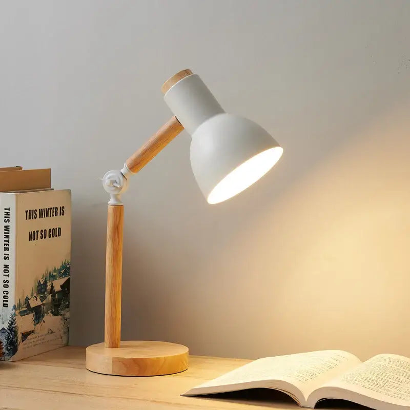 Nordic mint green wooden table lamp bedroom eye protection light