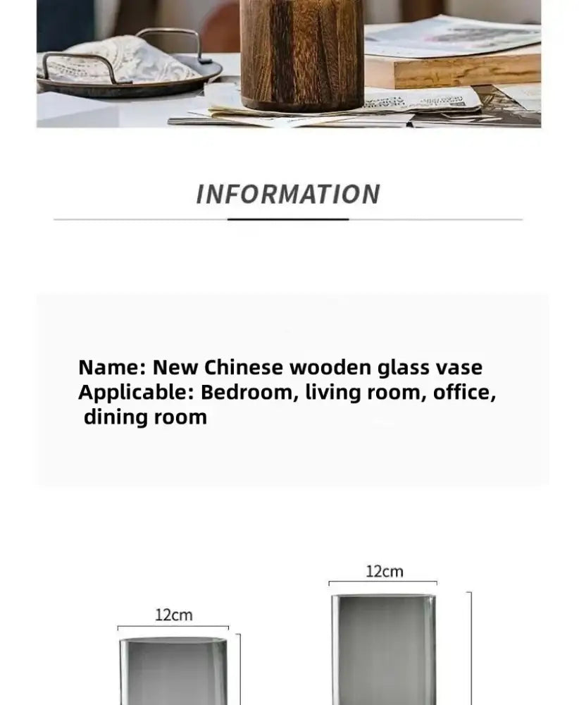 Creative retro glass vase with wood base for living room