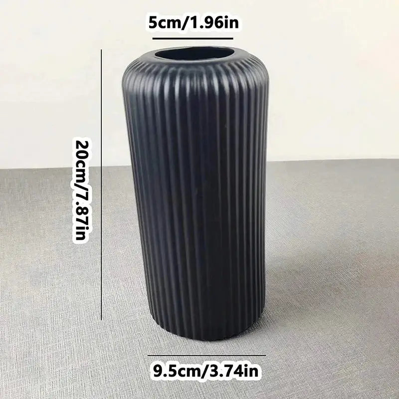 Creative striped black plastic flower vase for living room floral arrangements