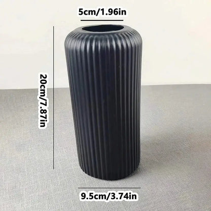 Creative striped black plastic flower vase for living room floral arrangements