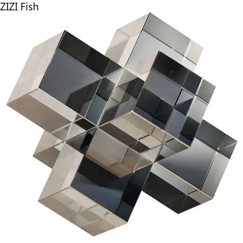 cross crystal black geometric interlocking sculpture living room decor